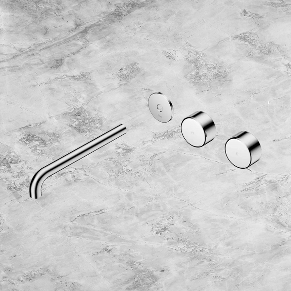 Nero Serenity Wall Basin Set 220mm Offset Spout with Metal Handle (Trim Kit Only) Chrome