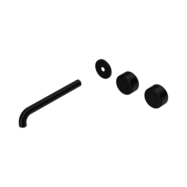Nero Serenity Wall Basin Set 220mm Offset Spout with Metal Handle (Trim Kit Only) Matte Black