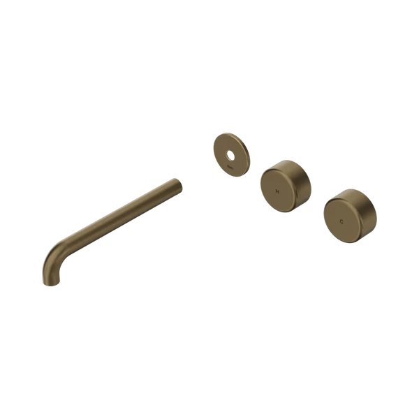 Nero Serenity Wall Basin Set 220mm Offset Spout with Metal Handle (Trim Kit Only) Tumbled Antique Brass
