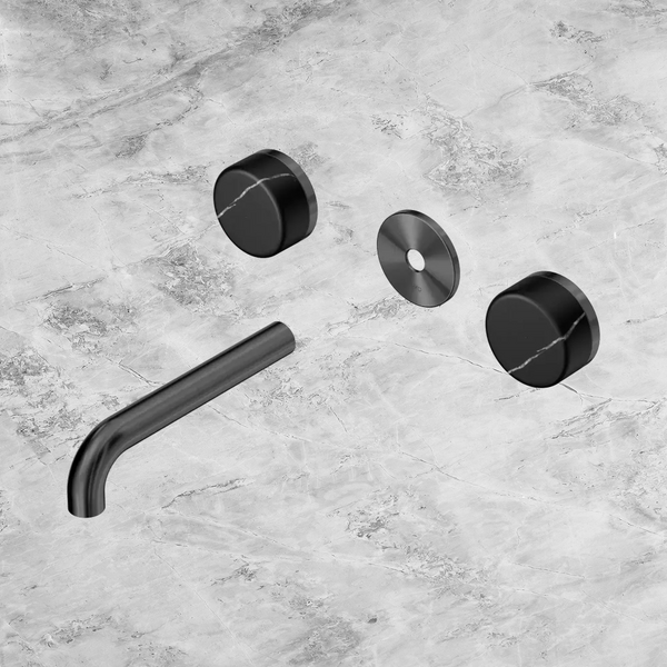 Nero Serenity Wall Basin Set 160mm Spout with Marquina Black Handle (Trim Kit Only) Gunmetal
