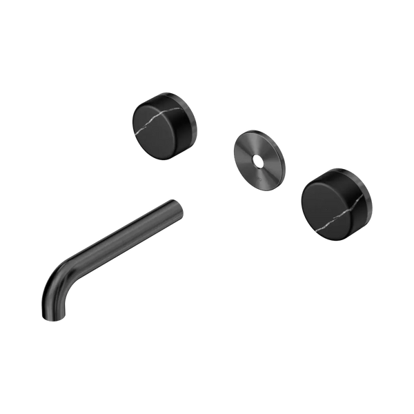 Nero Serenity Wall Basin Set 160mm Spout with Marquina Black Handle (Trim Kit Only) Gunmetal