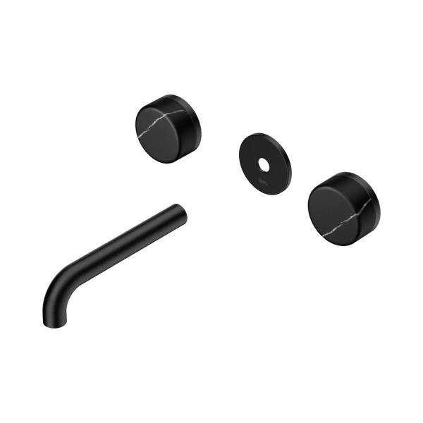 Nero Serenity Wall Basin Set 160mm Spout with Marquina Black Handle (Trim Kit Only) Matte Black