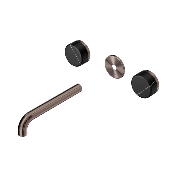 Nero Serenity Wall Basin Set 185mm Spout with Marquina Black Handle (Trim Kit Only) Brushed Bronze