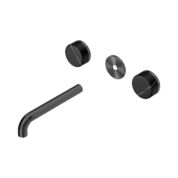 Nero Serenity Wall Basin Set 185mm Spout with Marquina Black Handle (Trim Kit Only) Gunmetal