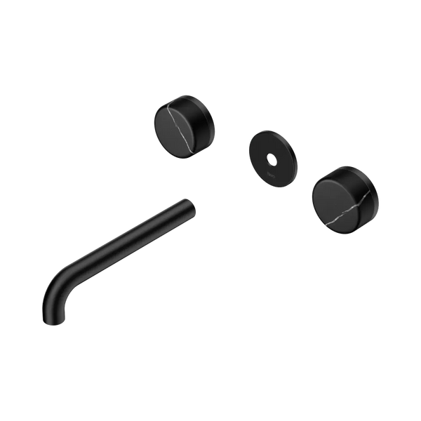 Nero Serenity Wall Basin Set 185mm Spout with Marquina Black Handle (Trim Kit Only) Matte Black