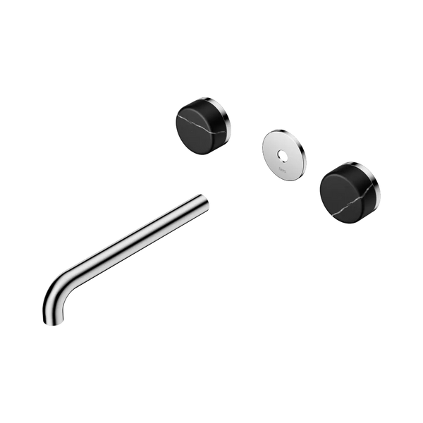 Nero Serenity Wall Basin Set 220mm Spout with Marquina Black Handle (Trim Kit Only) Chrome