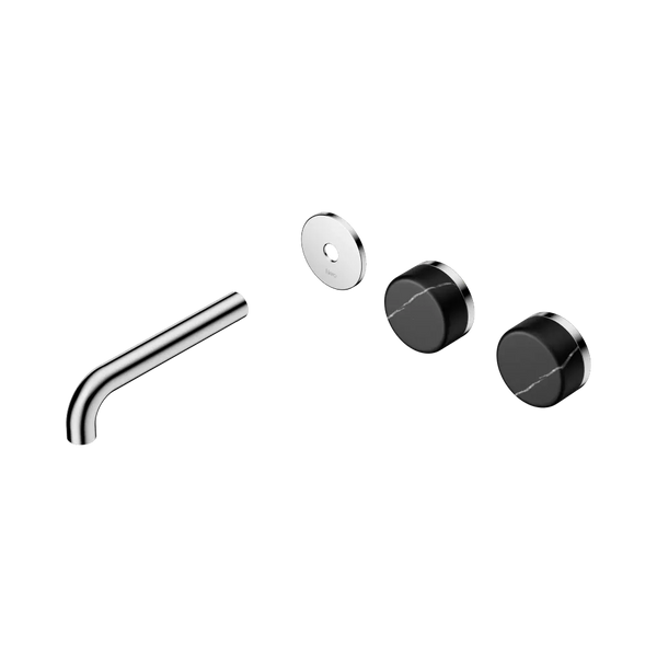 Nero Serenity Wall Basin Set 160mm Offset Spout with Marquina Black Handle (Trim Kit Only) Chrome