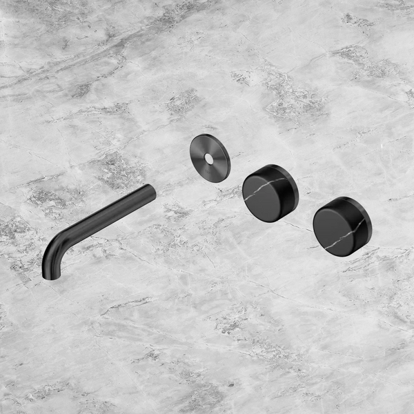 Nero Serenity Wall Basin Set 160mm Offset Spout with Marquina Black Handle (Trim Kit Only) Gunmetal