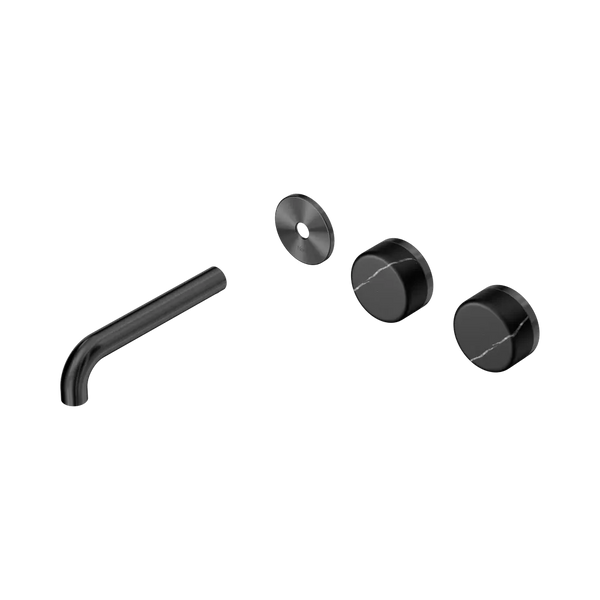 Nero Serenity Wall Basin Set 160mm Offset Spout with Marquina Black Handle (Trim Kit Only) Gunmetal