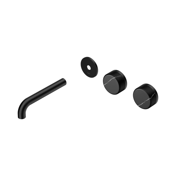 Nero Serenity Wall Basin Set 160mm Offset Spout with Marquina Black Handle (Trim Kit Only) Matte Black