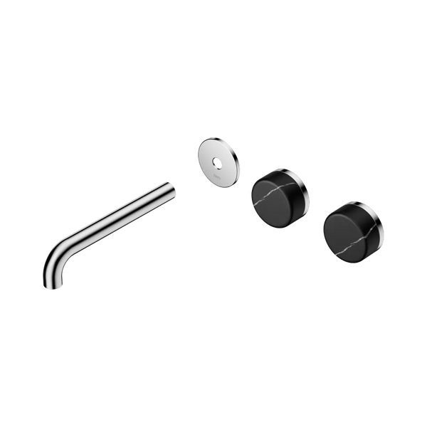 Nero Serenity Wall Basin Set 185mm Offset Spout with Marquina Black Handle (Trim Kit Only) Chrome