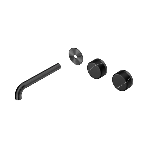Nero Serenity Wall Basin Set 185mm Offset Spout with Marquina Black Handle (Trim Kit Only) Gunmetal