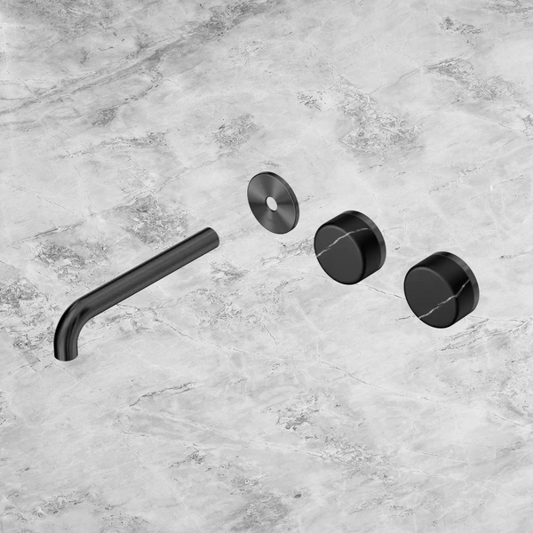 Nero Serenity Wall Basin Set 185mm Offset Spout with Marquina Black Handle (Trim Kit Only) Gunmetal