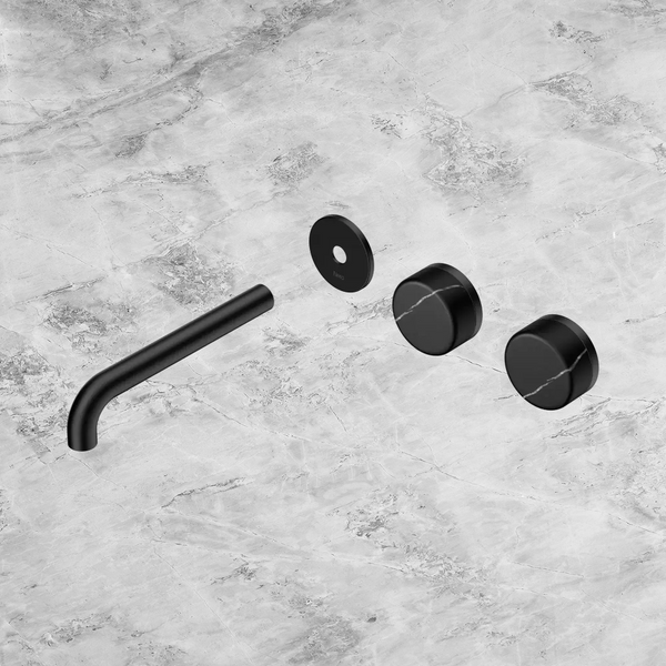 Nero Serenity Wall Basin Set 185mm Offset Spout with Marquina Black Handle (Trim Kit Only) Matte Black