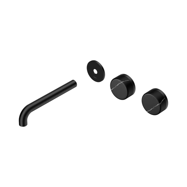 Nero Serenity Wall Basin Set 185mm Offset Spout with Marquina Black Handle (Trim Kit Only) Matte Black