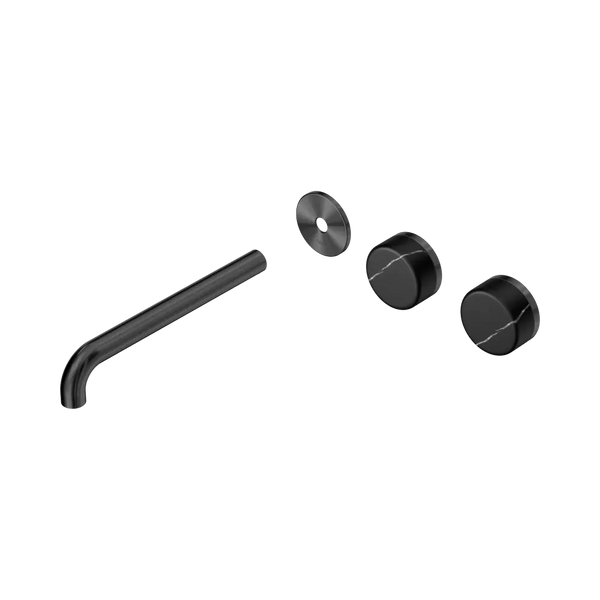 Nero Serenity Wall Basin Set 220mm Offset Spout with Marquina Black Handle (Trim Kit Only) Gunmetal