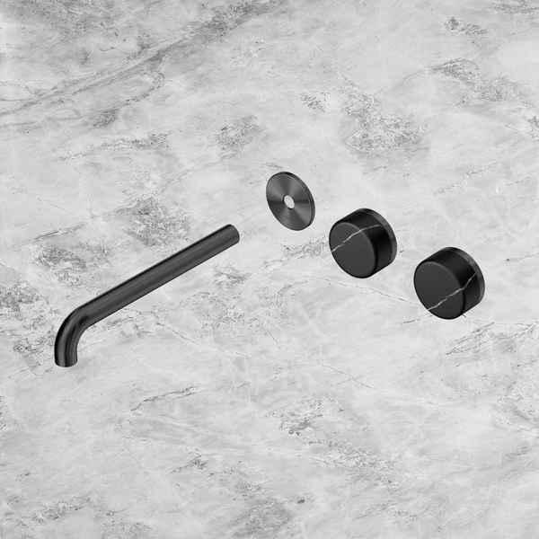Nero Serenity Wall Basin Set 220mm Offset Spout with Marquina Black Handle (Trim Kit Only) Gunmetal