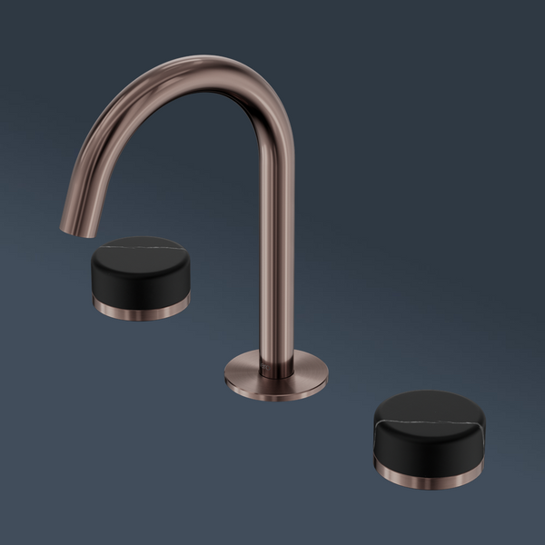 Nero Serenity Basin Set Arc Spout With Marquina Black Handle Brushed Bronze