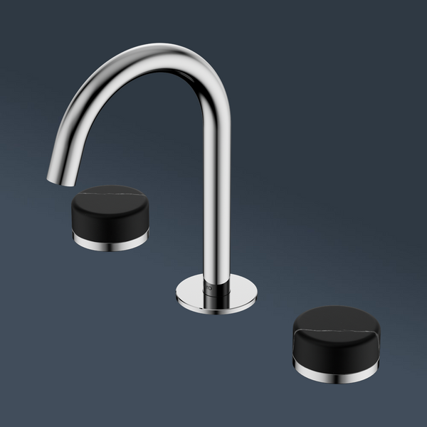 Nero Serenity Basin Set Arc Spout With Marquina Black Handle Chrome