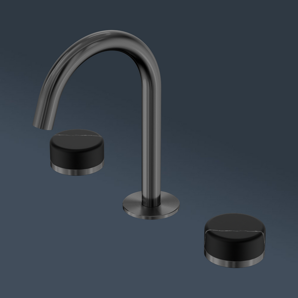 Nero Serenity Basin Set Arc Spout With Marquina Black Handle Gunmetal