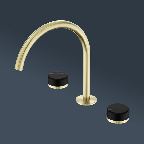 Nero Serenity Bath/Kitchen Set Arc Spout With Marquina Black Handle Brushed Gold