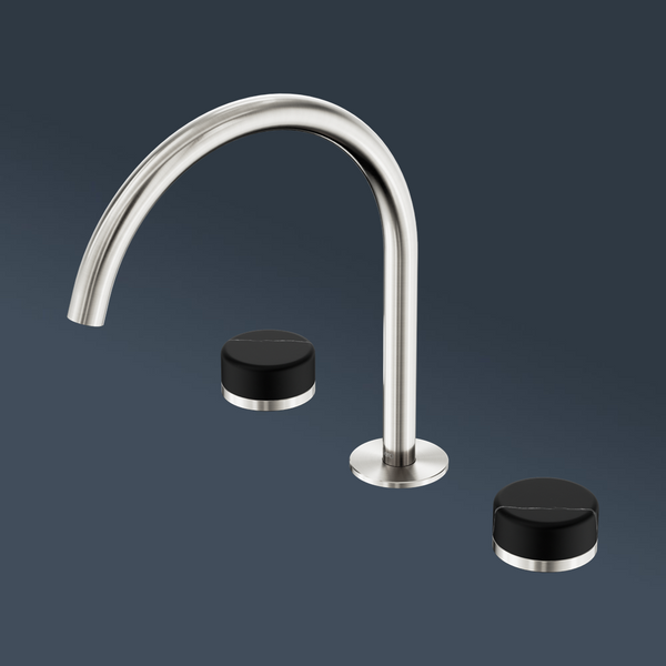 Nero Serenity Bath/Kitchen Set Arc Spout With Marquina Black Handle Brushed Nickel