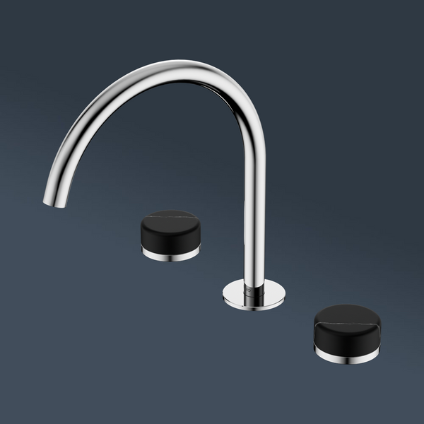 Nero Serenity Bath/Kitchen Set Arc Spout With Marquina Black Handle Chrome
