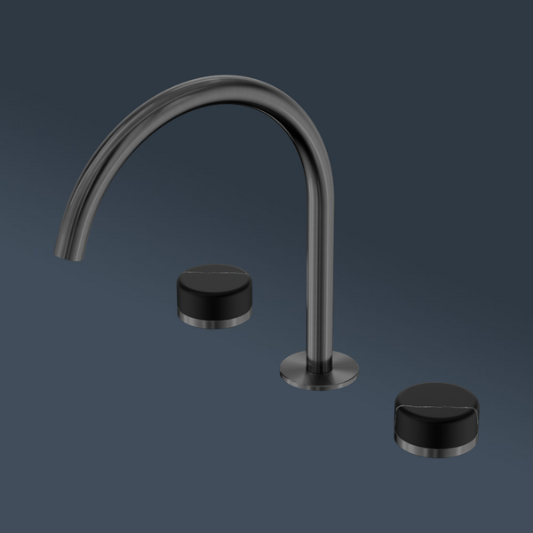 Nero Serenity Bath/Kitchen Set Arc Spout With Marquina Black Handle Gunmetal
