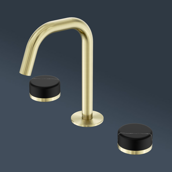 Nero Serenity Basin Set Edge Spout With Marquina Black Handle Brushed Gold