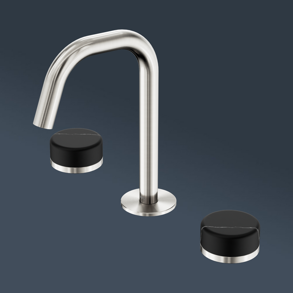 Nero Serenity Basin Set Edge Spout With Marquina Black Handle Brushed Nickel