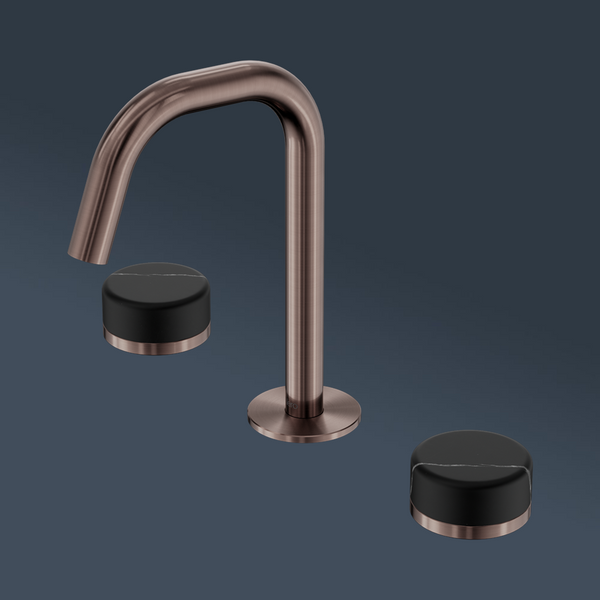 Nero Serenity Basin Set Edge Spout With Marquina Black Handle Brushed Bronze