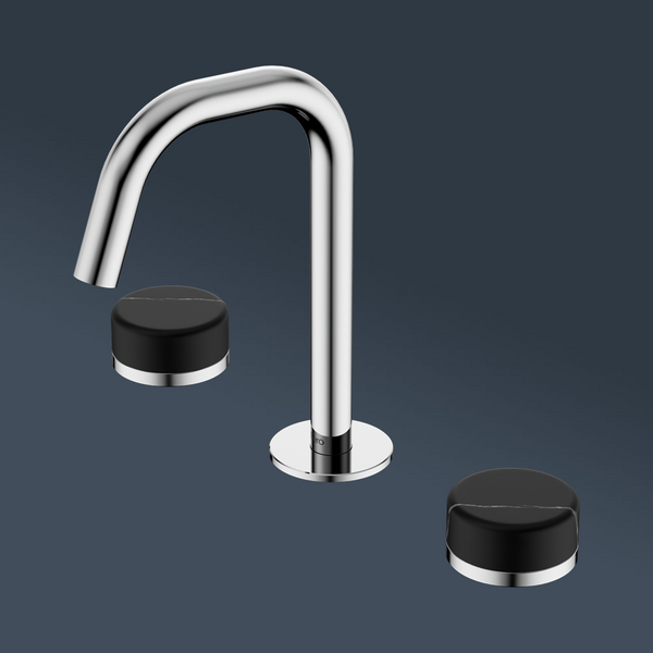 Nero Serenity Basin Set Edge Spout With Marquina Black Handle Chrome
