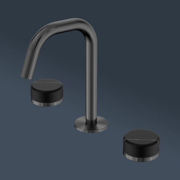 Nero Serenity Basin Set Edge Spout With Marquina Black Handle Gunmetal