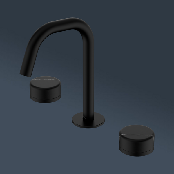Nero Serenity Basin Set Edge Spout With Marquina Black Handle Matte Black