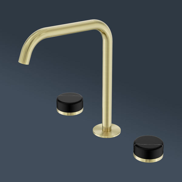 Nero Serenity Bath/Kitchen Set Edge Spout With Marquina Black Handle Brushed Gold