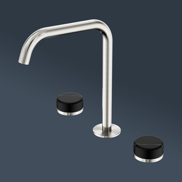 Nero Serenity Bath/Kitchen Set Edge Spout With Marquina Black Handle Brushed Nickel