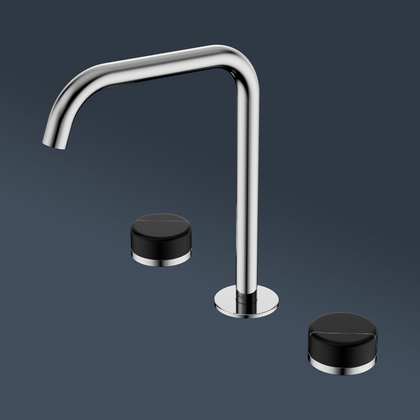 Nero Serenity Bath/Kitchen Set Edge Spout With Marquina Black Handle Chrome