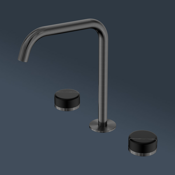 Nero Serenity Bath/Kitchen Set Edge Spout With Marquina Black Handle Gunmetal