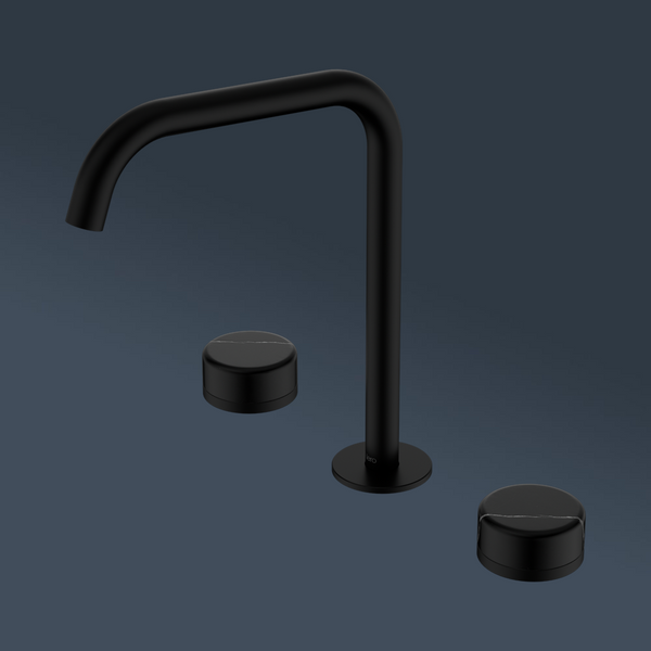 Nero Serenity Bath/Kitchen Set Edge Spout With Marquina Black Handle Matte Black