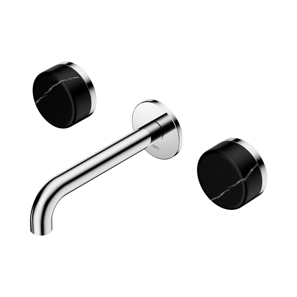 Nero Serenity Wall Basin Set 160mm Spout With Marquina Black Handle Chrome