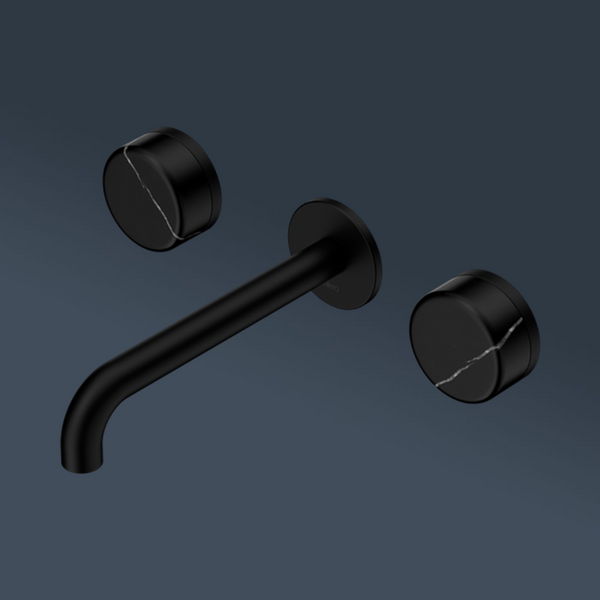 Nero Serenity Wall Basin Set 160mm Spout With Marquina Black Handle Matte Black