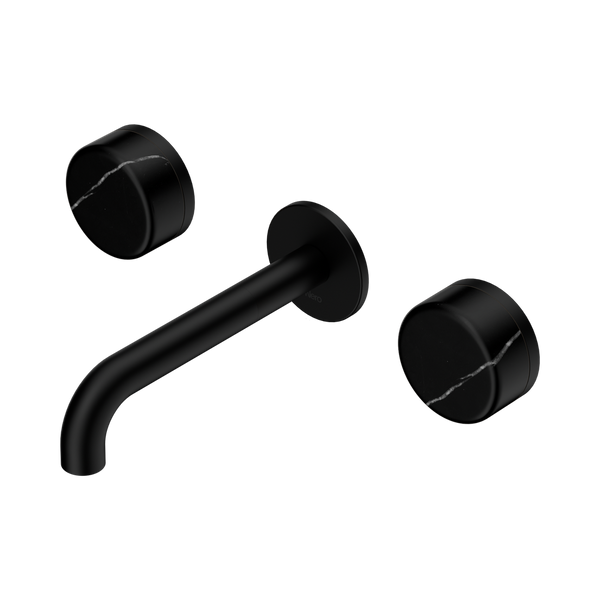 Nero Serenity Wall Basin Set 160mm Spout With Marquina Black Handle Matte Black