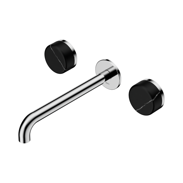 Nero Serenity Wall Basin Set 220mm Spout With Marquina Black Handle Chrome
