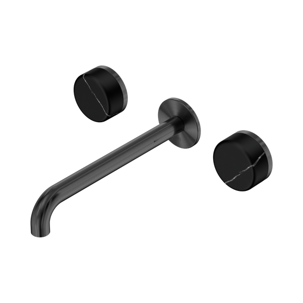 Nero Serenity Wall Basin Set 220mm Spout With Marquina Black Handle Gunmetal