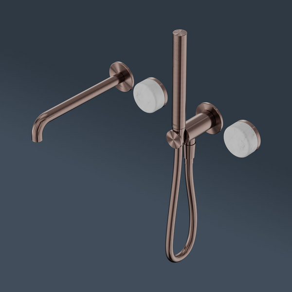 Nero Serenity Progressive Shower System With Spout With Carrara Handle And Slim Shower Brushed Bronze