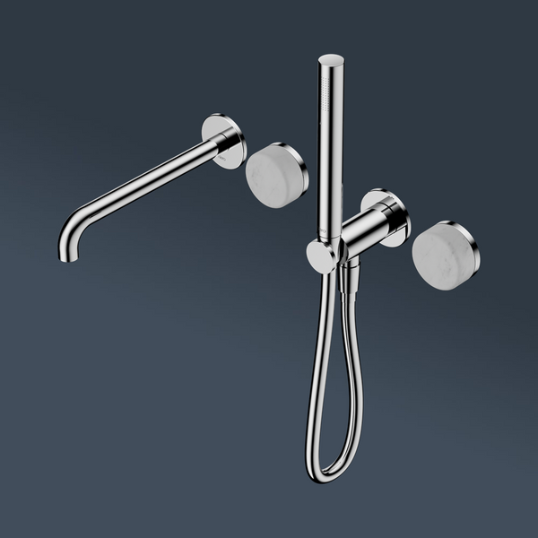Nero Serenity Progressive Shower System With Spout With Carrara Handle And Slim Shower Chrome