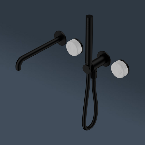 Nero Serenity Progressive Shower System With Spout With Carrara Handle And Slim Shower Matte Black