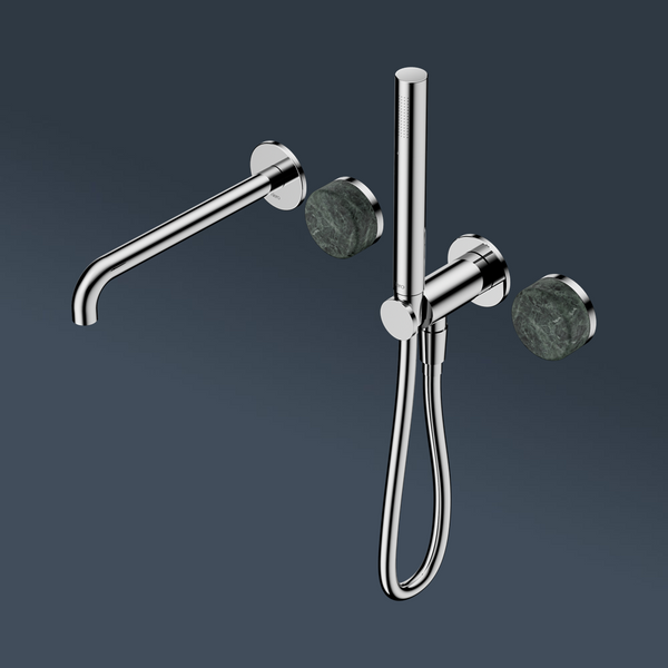 Nero Serenity Progressive Shower System With Spout With Verde Alpi Handle And Slim Shower Chrome