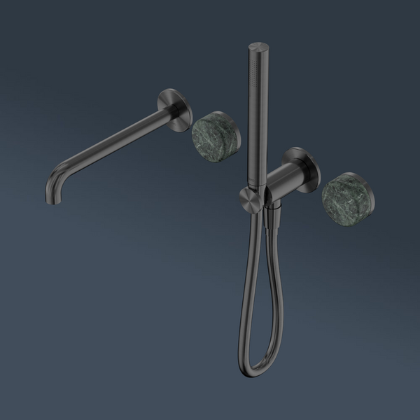 Nero Serenity Progressive Shower System With Spout With Verde Alpi Handle And Slim Shower Gunmetal