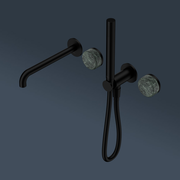 Nero Serenity Progressive Shower System With Spout With Verde Alpi Handle And Slim Shower Matte Black